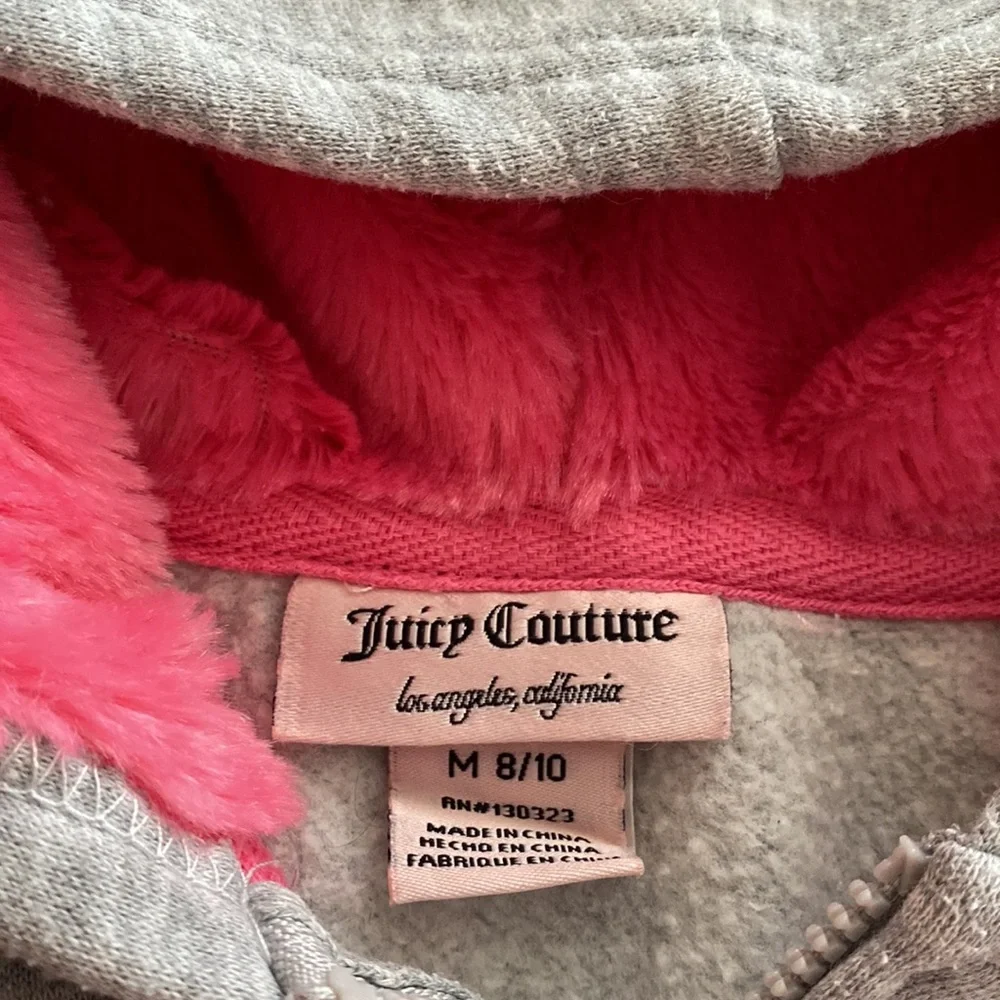 Juicy Couture Faux Fur Hoodie Sz M 8/10Y - Picture 7 of 14